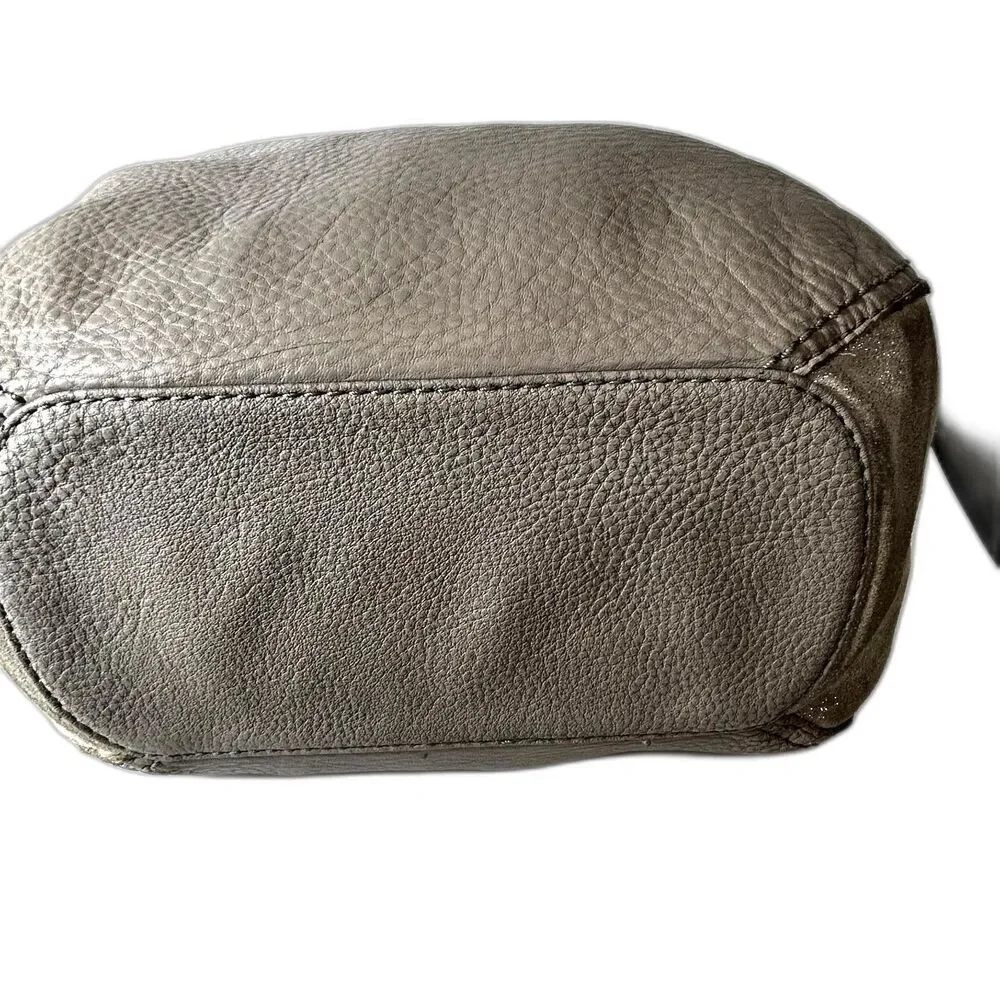 The Sak Women's Beige Shimmer Pebble Leather Hobo Tote Shoulder Bag